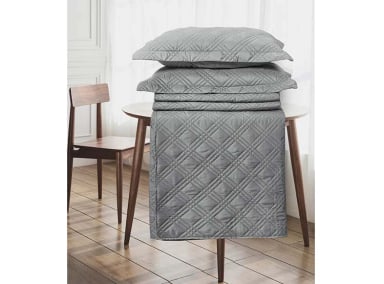 CUBRECAMA QUILT ANDES 2 PLAZAS GRIS LISO - 3