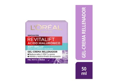 CREMA FACIAL LOREAL GEL HIDRATANTE DERMO EXPERTISE OIL CONTROL REVITALIFT 50 ML ÁCIDO HIALURÓNICO - 1