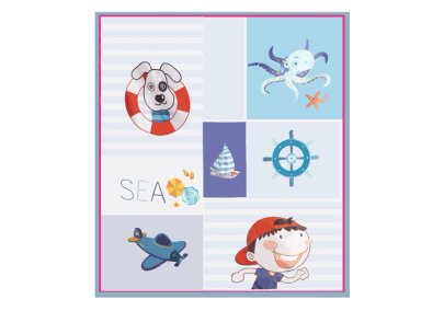 SET CUNA BEBESIT 5 PIEZAS PERRITO MARINO ALGODÓN AZUL ESTAMPADO - 4