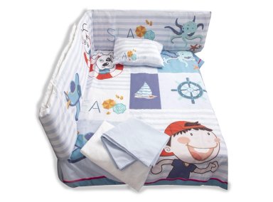 SET CUNA BEBESIT 5 PIEZAS PERRITO MARINO ALGODÓN AZUL ESTAMPADO - 5