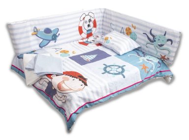 SET CUNA BEBESIT 5 PIEZAS PERRITO MARINO ALGODÓN AZUL ESTAMPADO - 6
