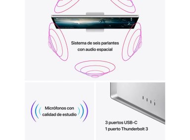 MONITOR RETINA APPLE 27" STUDIO DISPLAY 5K VIDRIO ESTÁNDAR SOPORTE BASE INCLINACIÓN AJUSTABLE - 7
