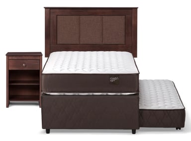JUEGO DE DORMITORIO ROSEN CAMA DIVAN ERGO T 1.5 PLAZAS CAFÉ + SET RACHEL - 2