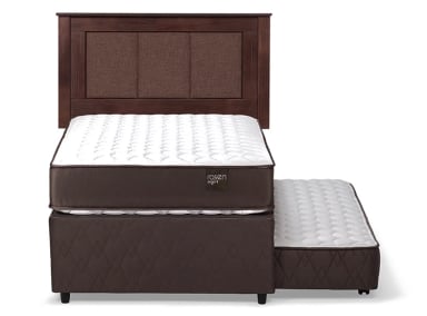 JUEGO DE DORMITORIO ROSEN CAMA DIVAN ERGO T 1.5 PLAZAS CAFÉ + RESPALDO RACHEL - 2