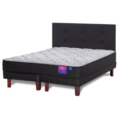 JUEGO DE DORMITORIO FLEX CAMA EUROPEA THERAPEDIC PLUS BOX 2 PLAZAS + RESPALDO ROYAL NEGRO - 2