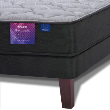 JUEGO DE DORMITORIO FLEX CAMA EUROPEA THERAPEDIC PLUS BOX 2 PLAZAS + RESPALDO ROYAL NEGRO - 3