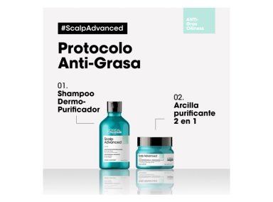 MASCARILLA CAPILAR LOREAL PROFESSIONNEL 2EN1 SCALP ADVANCED 250 ML LIMPIEZA PROFUNDA CABELLO GRASO - 6