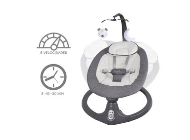 SILLA NIDO BEBE MECEDORA BABY SWING CON BLUETOOTH GRIS - 4