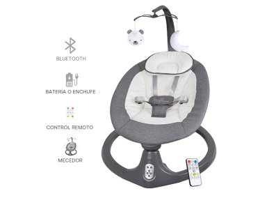 SILLA NIDO BEBE MECEDORA BABY SWING CON BLUETOOTH GRIS - 5