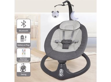 SILLA NIDO BEBE MECEDORA BABY SWING CON BLUETOOTH GRIS - 8