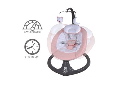 SILLA NIDO BEBE MECEDORA BABY SWING CON BLUETOOTH ROSADA - 2