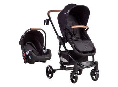 COCHE CUNA TRAVEL SYSTEM BEBE ALFA CON ACCESORIOS NEGRO - 1