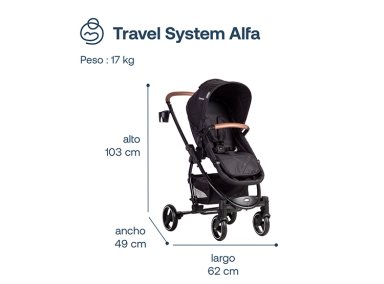 COCHE CUNA TRAVEL SYSTEM BEBE ALFA CON ACCESORIOS NEGRO - 8
