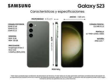 CELULAR SAMSUNG GALAXY S23 5G 128 GB 8 GB RAM 12MP 6.1" - 8