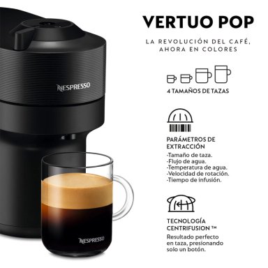 CAFETERA NESPRESSO CÁPSULA VERTUO POP NEGRO - 4
