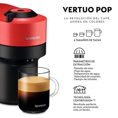 CAFETERA NESPRESSO CÁPSULA VERTUO POP ROJO - 4