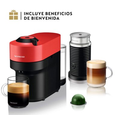 CAFETERA NESPRESSO CÁPSULA VERTUO POP ROJO + ESPUMADOR DE LECHE AEROCCINO 3 - 1