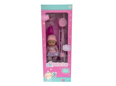 MUÑECA BOSTECITOS BEBÉ CON COCHE Y ACCESORIOS 30 CM - 4