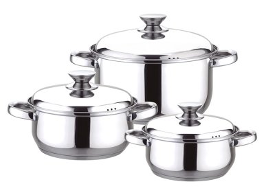 BATERÍA DE COCINA FANTUZZI PAVIA ACERO PLATA 6 PIEZAS - 1