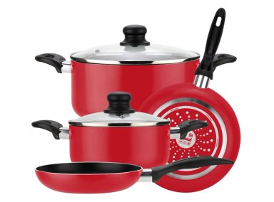 BATERÍA DE COCINA FANTUZZI GOURMET ROJO 6 PIEZAS - 1