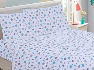 JUEGO DE SÁBANAS ILLUSIONS KIDS STARRY 1 PLAZA 144 HILOS MULTICOLOR ESTAMPADO - 1