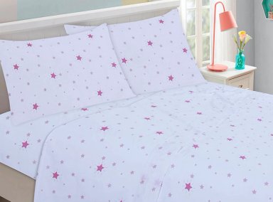 JUEGO DE SÁBANAS ILLUSIONS KIDS STARS 1.5 PLAZAS 144 HILOS MULTICOLOR ESTAMPADO - 1
