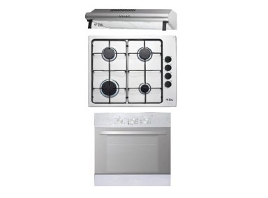 KIT ENCIMERA EMPOTRABLE GAS LICUADO URSUS TROTTER 4 PLATOS PRIME G4 GL + CAMPANA UT VF 60 INOX 1M + HORNO ELÉCTRICO UT PRIME EPC4 REFLEX - 1