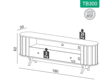 RACK PARA TV 50 PULGADAS TB300 DECOCASA CAFE - 3