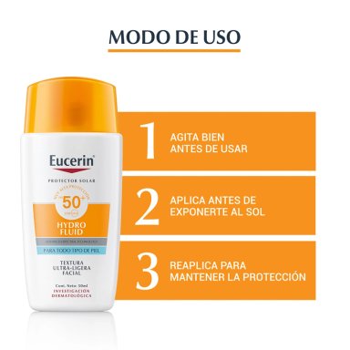 PROTECTOR SOLAR FACIAL EUCERIN HYDRO FLUID SPF 50+ 50 ML - 3