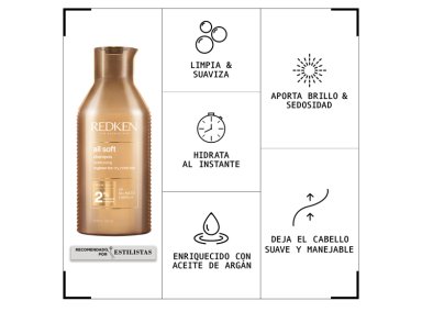 SET HIDRATANTE REDKEN CABELLO SECO ALL SOFT SHAMPOO 500 ML + 75 ML + ACONDICIONADOR 50 ML + SPRAY ONE UNITED 30 ML - 2