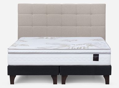 JUEGO DE DORMITORIO ROSEN CAMA EUROPEA ART4 + RESPALDO ISSEY NIEBLA - 1