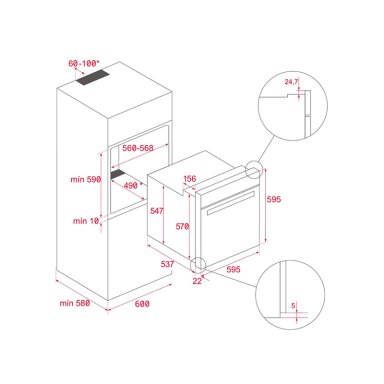HORNO ELÉCTRICO TEKA EMPOTRABLE 72L HBB-5360 FBK - 6