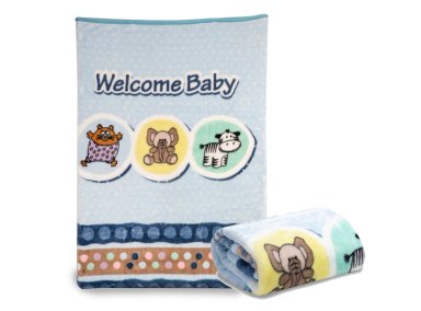 FRAZADA BEBESIT REVERSIBLE ANIMALITOS CELESTE ESTAMPADO - 2