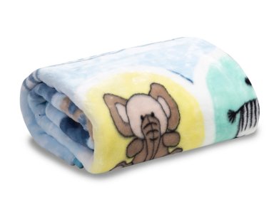 FRAZADA BEBESIT REVERSIBLE ANIMALITOS CELESTE ESTAMPADO - 3