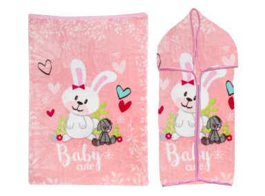 SACO BEBE BEBESIT CON BROCHE CONEJITO ROSA ESTAMPADO - 1