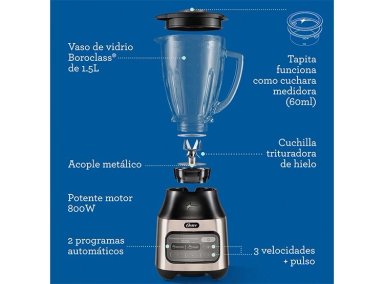 LICUADORA OSTER BLSTPEG-NRT-052 800W 1.5 L REVERSIBLE 2 PROGRAMAS AUTOMÁTICOS 3 VELOCIDADES MÁS PULSO - 11