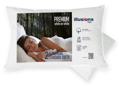 SET 2 ALMOHADAS ILLUSIONS PREMIUM 70 X 50 CM BLANCO - 1