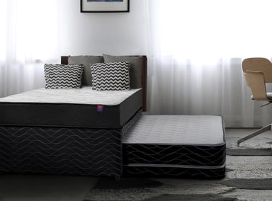 JUEGO DE DORMITORIO FLEX CAMA DIVAN THERADIC PLUS THERAPEDIC 1.5 PLAZAS NEGRO + RESPALDO ROYAL + VELADOR ROCK - 6