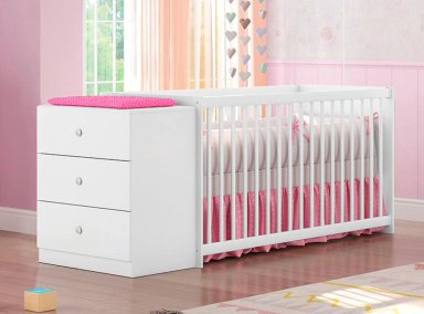 CUNA KIDSCOOL GUTTI CON COMODA BLANCA - 1