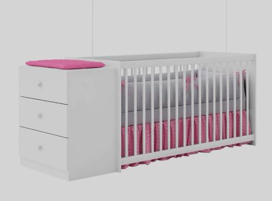 CUNA KIDSCOOL GUTTI CON COMODA BLANCA - 2