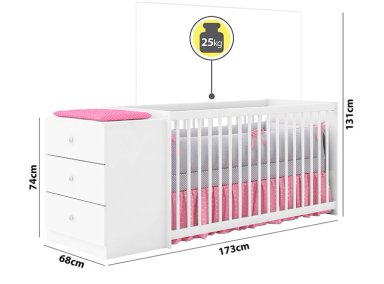 CUNA KIDSCOOL GUTTI CON COMODA BLANCA - 3