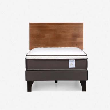 JUEGO DE DORMITORIO ROSEN CAMA EUROPEA NEW STYLE 4 PLUS 1.5 PLAZAS + RESPALDO TABOR CAFE - 1