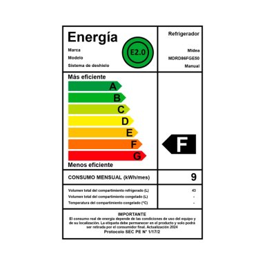 FRIGOBAR MIDEA 43 L FRÍO DIRECTO MDRD86FGE50 - 9