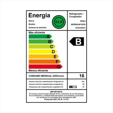 REFRIGERADOR BOTTOM FREEZER MIDEA MDRB424FGE50 310L NO FROST PLATA - 5