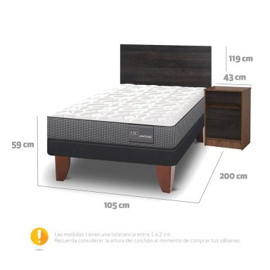 JUEGO DE DORMITORIO CIC CAMA EUROPEA ANATOMIC 1.5 PLAZAS + SET ESPRESSO - 3