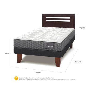 JUEGO DE DORMITORIO CIC CAMA EUROPEA ANATOMIC 1.5 PLAZAS + RESPALDO MUNICH - 3