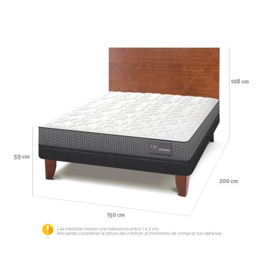 JUEGO DE DORMITORIO CIC CAMA EUROPEA ANATOMIC BN 2 PLAZAS + RESPALDO VILLARRICA - 3