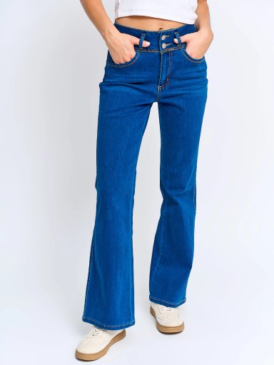 JEANS MUJER INDEX ALGODÓN FLARE PUSH UP TIRO ALTO - 3