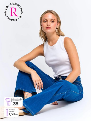 JEANS MUJER INDEX ALGODÓN FLARE PUSH UP TIRO ALTO - 1