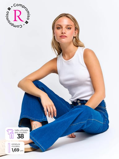 JEANS MUJER INDEX ALGODÓN FLARE PUSH UP TIRO ALTO - 1